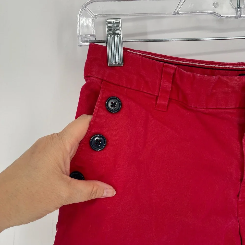 Tommy Hilfiger Women's Red Stretch Preppy Sailor Button Chino Shorts Size 4